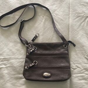 Rosetti Dark Brown Textured Leather Crossbody Bag